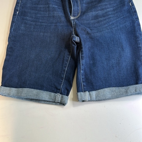 PAIGE JAX KNEE DARK WASH DENIM  STRETCHY BERMUDA CUFFED SUMMER SHORTS SIZE 29 - Picture 4 of 14